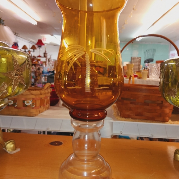 3pc. Set Amber glass candle holder - Picture 4 of 8